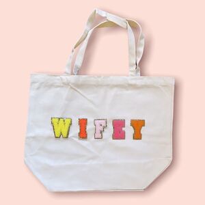 NWT Wool + Pepper Co. WIFEY Varsity Letters Tote Bag